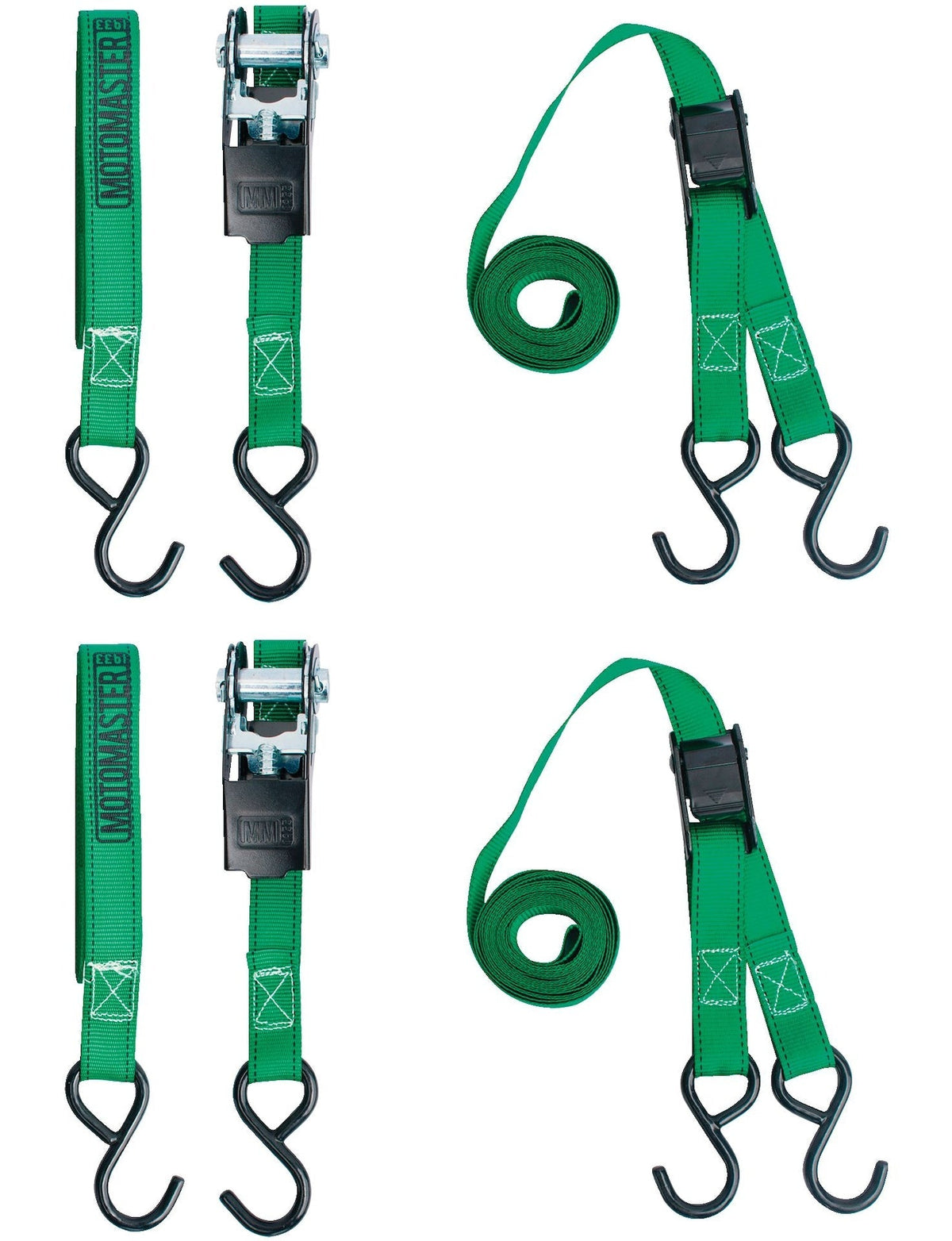 900-lb Ratchet/Cambuckle Tie-Down Straps, Non-Padded, 1-in x 10-ft, 4-pk X4X8 - product image 4