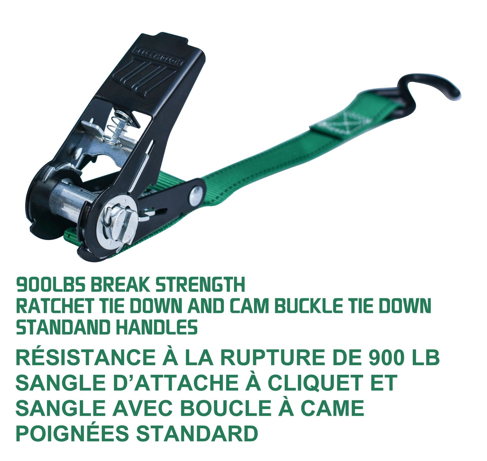 900-lb Ratchet/Cambuckle Tie-Down Straps, Non-Padded, 1-in x 10-ft, 4-pk X4X8 - product image 5