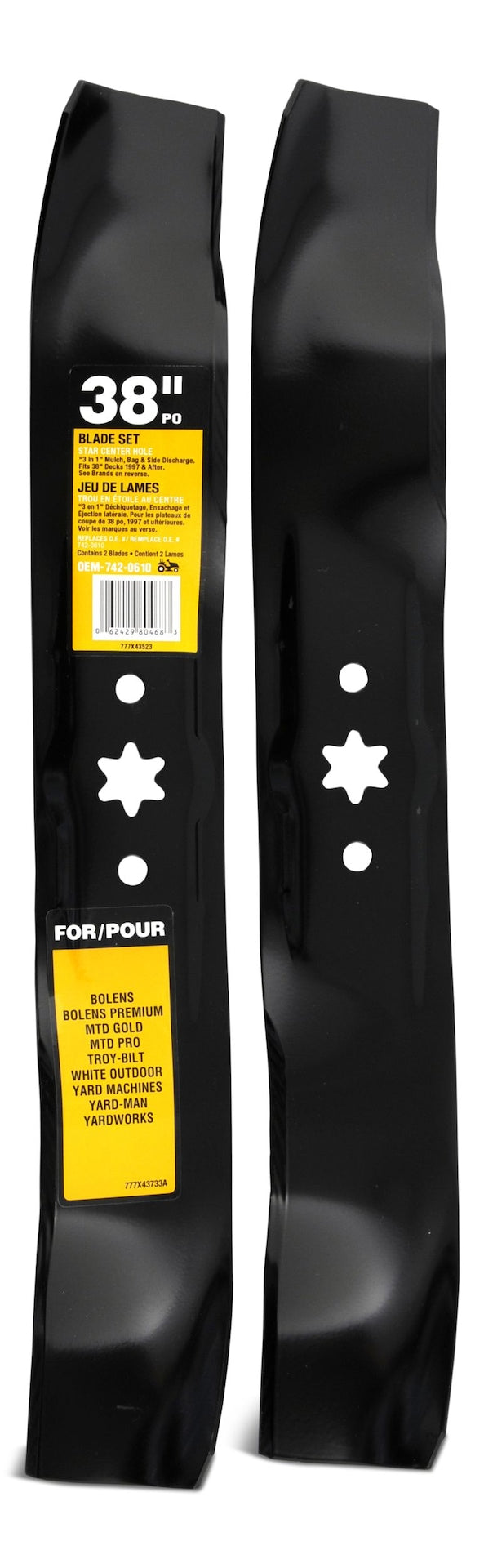 3-in-1, 2-Blade Replacement Set for 38-in Lawn Tractor Cutting Decks, Black Z0M1 - product image 2