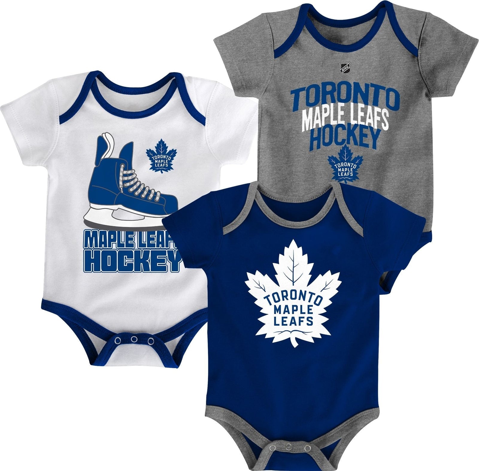 Toronto Maple Leafs Infant/Baby Bodysuit Onesie, Blue/White/Grey, 3-pk L3R5 - product image 1