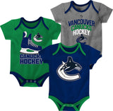 Vancouver Canucks Infant/Baby Bodysuit Onesie, Blue/Green/Grey, 3-pk X7U5 - product image 1