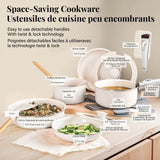 Gotham Steel Pots & Pan Set with Removable Handles, Cream, 18-pc D4H1 - product image 3