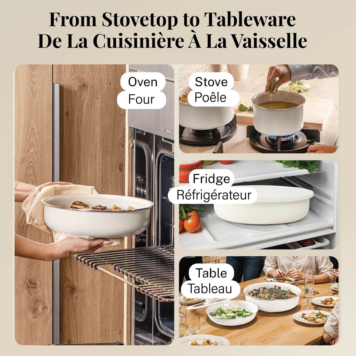 Gotham Steel Pots & Pan Set with Removable Handles, Cream, 18-pc D4H1 - product image 7