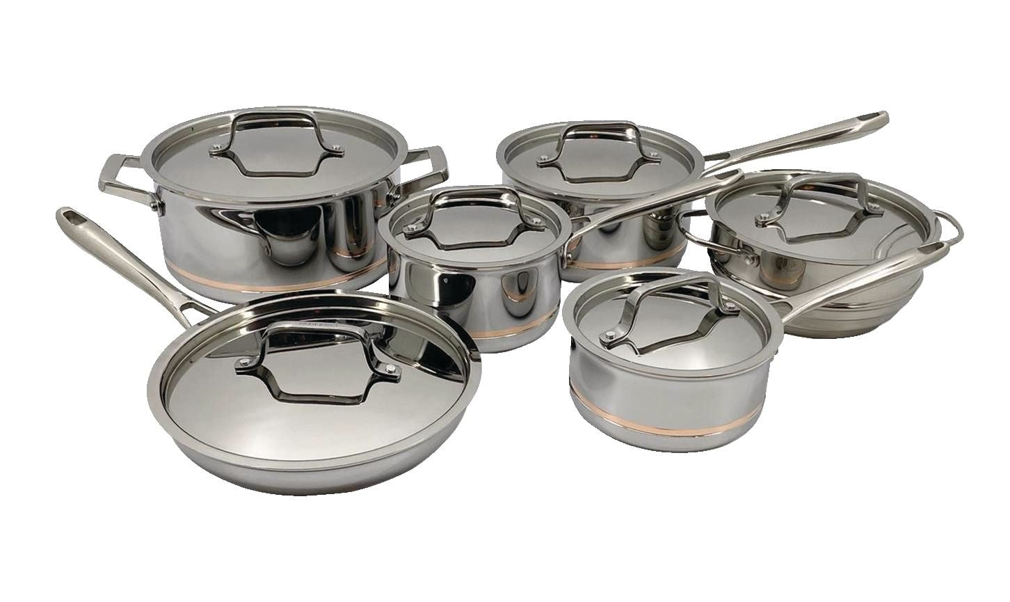 5-Ply Copper Core Stainless Steel Cookware Set, Oven Safe, 12-pc C3F7 - product image 1