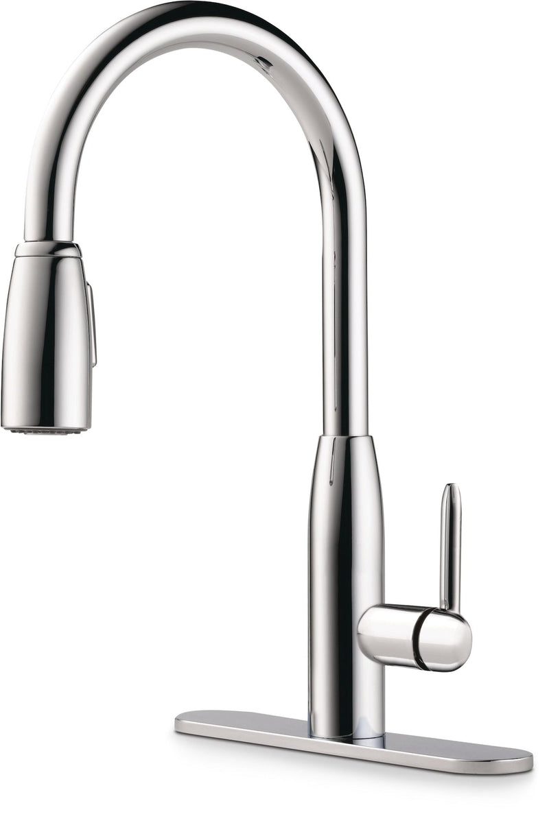 Tunbridge Single Handle High Arc Pull Down Kitchen Faucet, Chrome H0H4