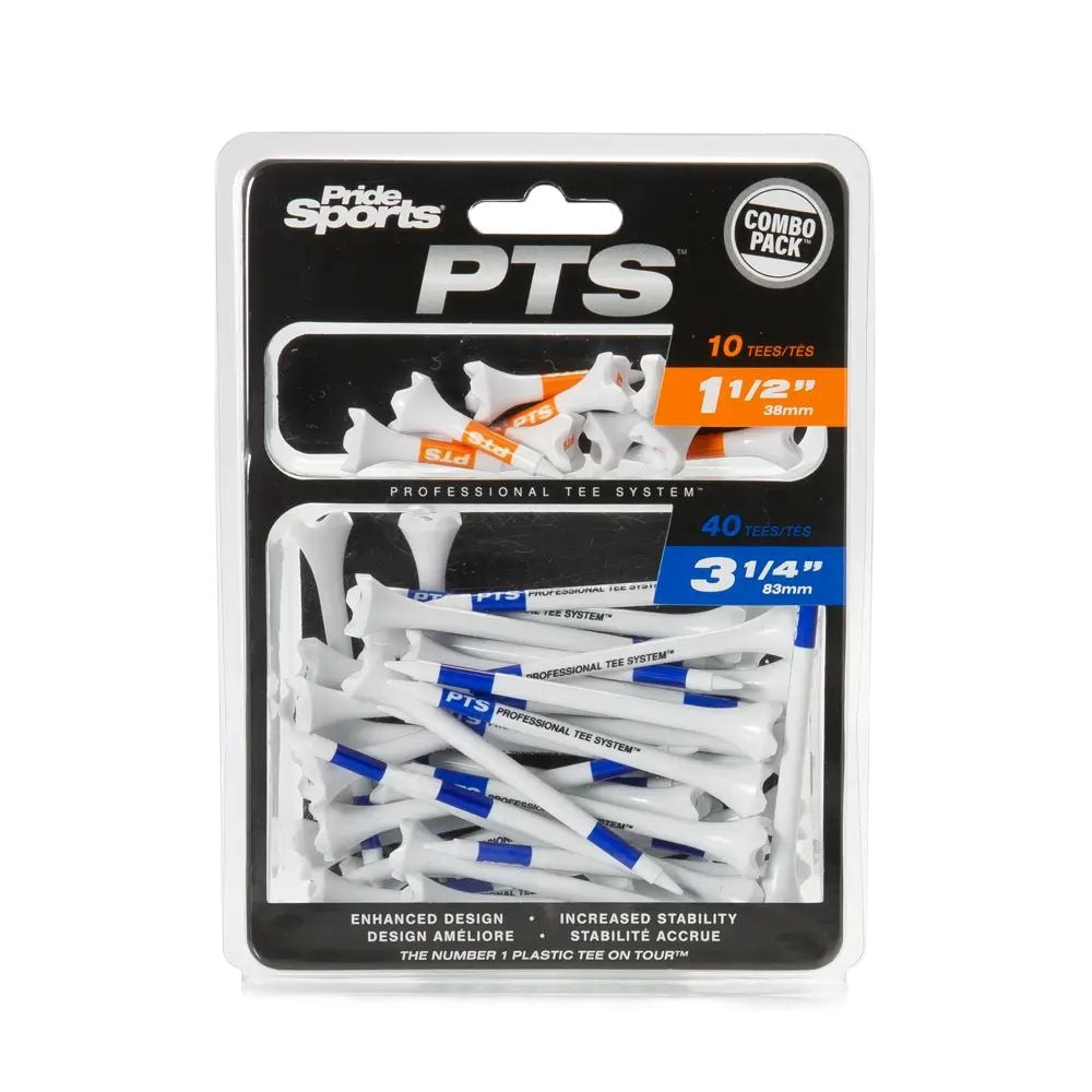 Evolution Plastic Golf Tee Combo Pack, Assorted Sizes, 40-pk, White, 1-1/2-in & 3-1/4-in Q4B5 - product image 1