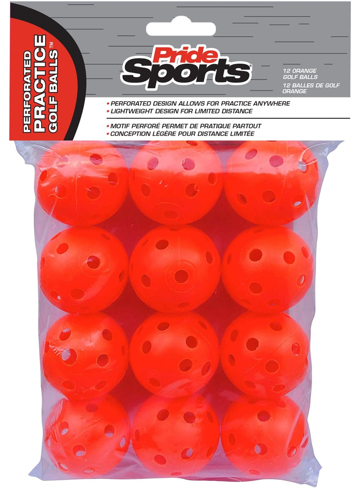 Perforated Plastic Practice Golf Balls, Lightweight, 12-pk, Assorted Colours O2K7 - product image 1