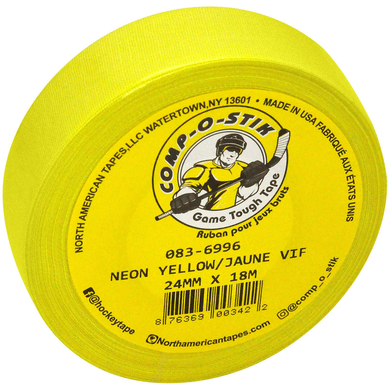or Comp-o-stik Hockey Tape, Bright Yellow, 24-mm x 18-m E8P9