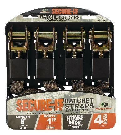 Ratchet Tie-Down Straps, 1-in x 8-ft (2.54 cm x 2.4 m), 4-pk D5C1 - product image 1