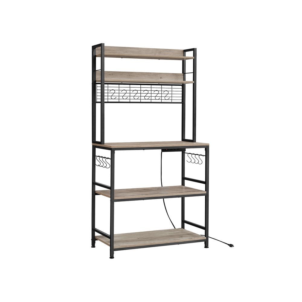 Home 5-Shelf Grey Baker's Rack with 4 AC Outlets D5A7 - product image 1