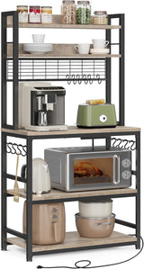 Home 5-Shelf Grey Baker's Rack with 4 AC Outlets D5A7 - product image 3