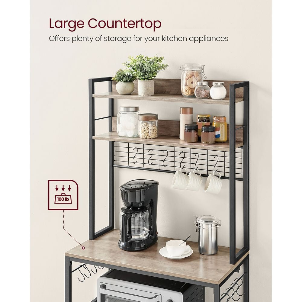 Home 5-Shelf Grey Baker's Rack with 4 AC Outlets D5A7 - product image 6