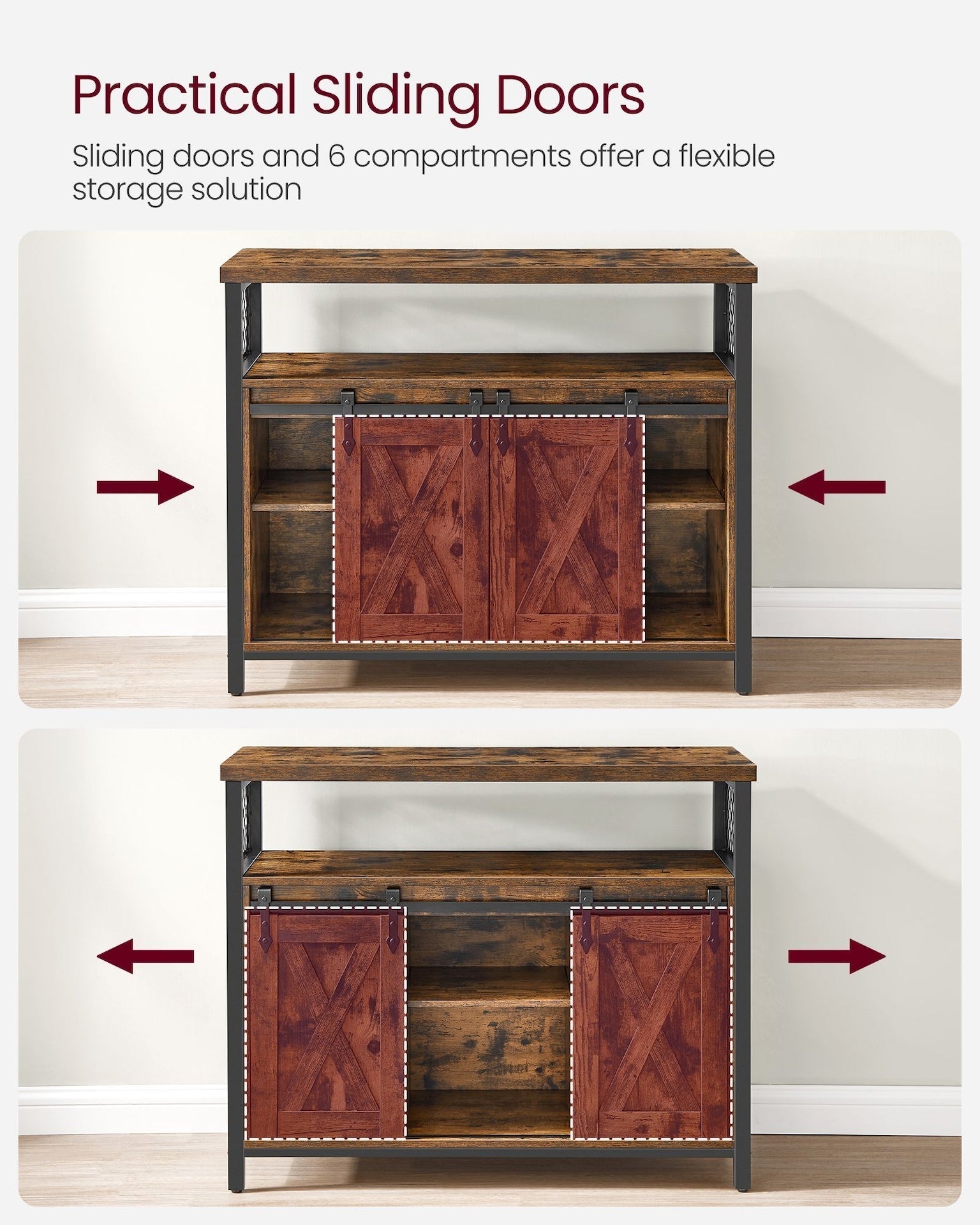Home Brown Buff Sideboard Storage with Sliding Doors X3A0 - product image 8