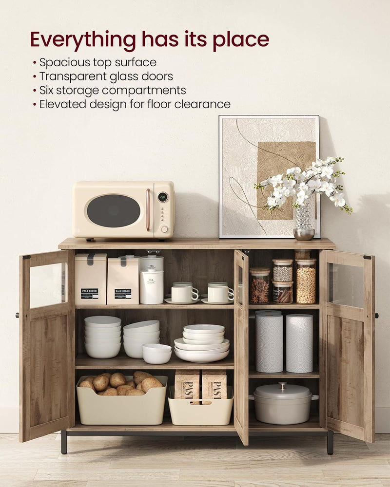 Home Industrial Camel Brown/Black Buffet Cabinet U9H1