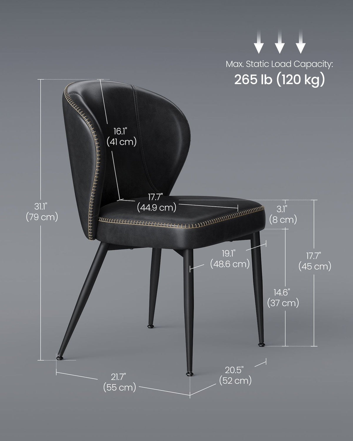 Home Mid-Century Modern Black Dining Chairs Set, 2-pk W7H5 - product image 4