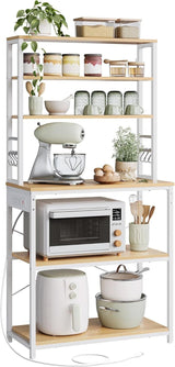 Home Oak/White Baker's Rack with 4 AC Outlets T1Q2 - product image 1