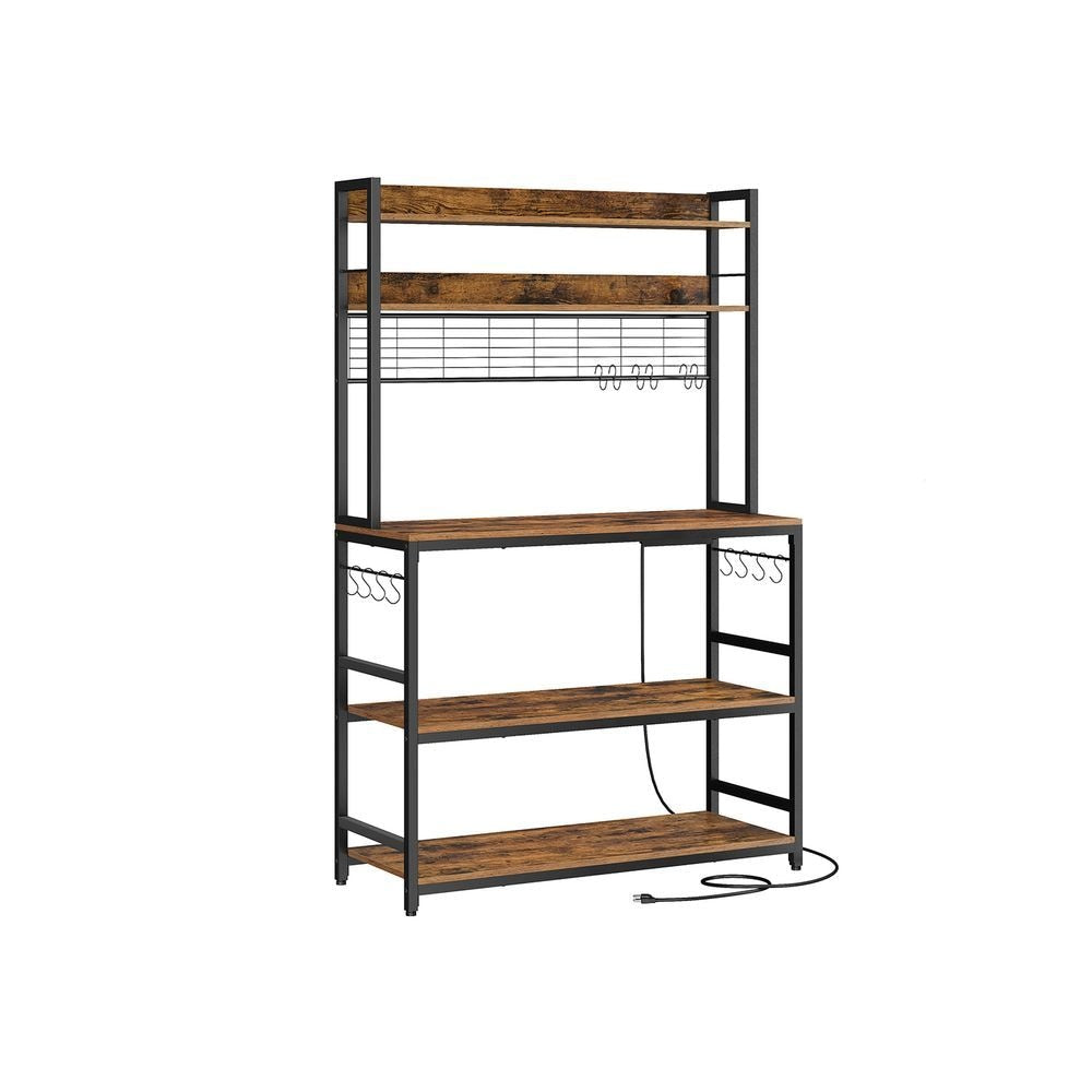 Home Rustic Brown Baker's Rack with 4 AC Outlets W6U5 - product image 1