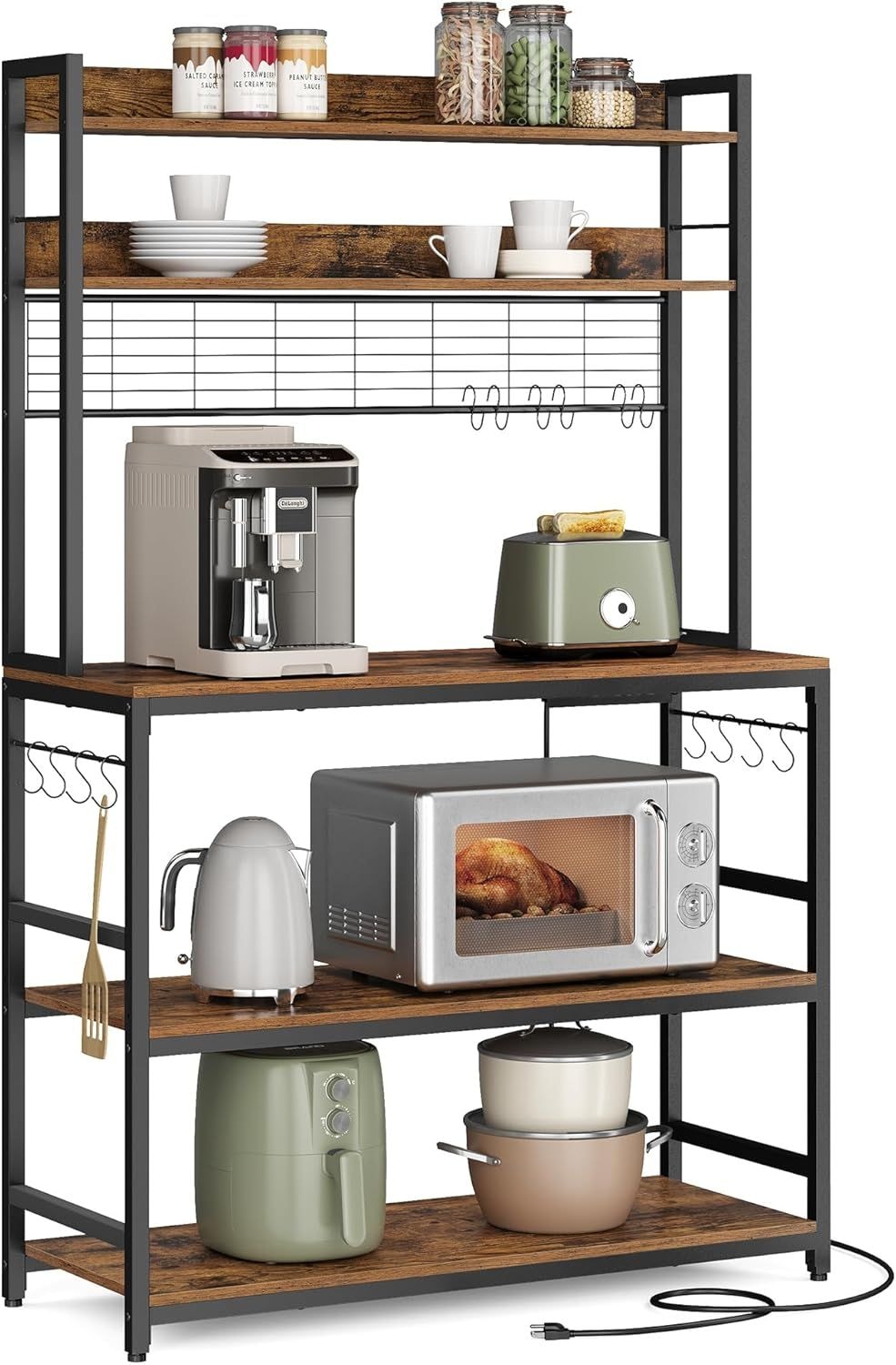 Home Rustic Brown Baker's Rack with 4 AC Outlets X6Y8 - product image 2