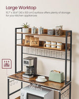 Home Rustic Brown Baker's Rack with 4 AC Outlets X6Y8 - product image 3