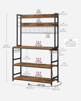 Home Rustic Brown Baker's Rack with 4 AC Outlets W6U5 - product image 5