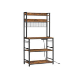 Home Rustic Brown Baker's Rack with Charging Station L8R2 - product image 1