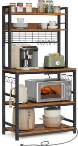 Home Rustic Brown Baker's Rack with Charging Station L8R2 - product image 2