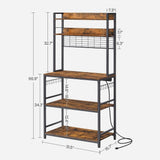 Home Rustic Brown Baker's Rack with Charging Station L8R2 - product image 5