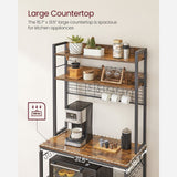Home Rustic Brown Baker's Rack with Charging Station L8R2 - product image 6