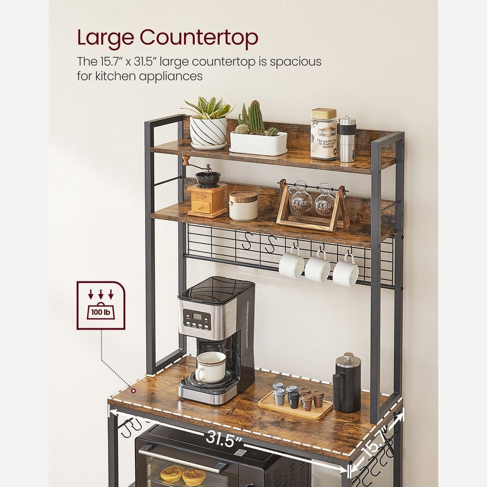 Home Rustic Brown Baker's Rack with Charging Station L8R2 - product image 6