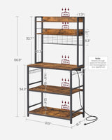 Home Rustic Brown Baker's Rack with Charging Station L8R2 - product image 8