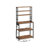 Home Small Rustic Brown Baker's Rack with 4 AC Outlets P4G1 - product image 1