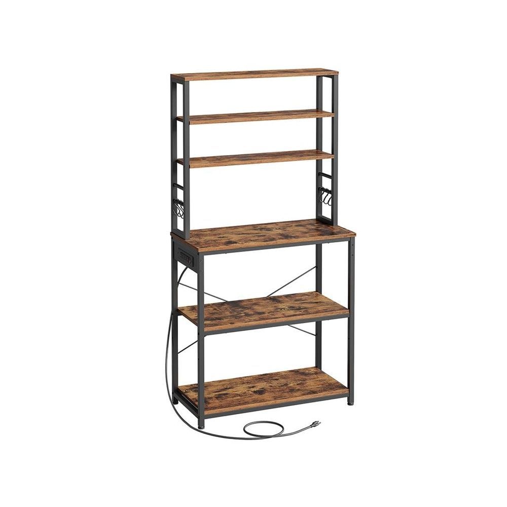 Home Small Rustic Brown Baker's Rack with 4 AC Outlets P4G1 - product image 1
