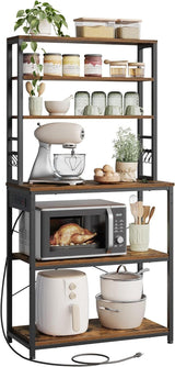 Home Small Rustic Brown Baker's Rack with 4 AC Outlets P4G1 - product image 3