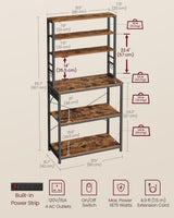 Home Small Rustic Brown Baker's Rack with 4 AC Outlets P4G1 - product image 5