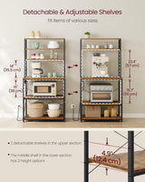 Home Small Rustic Brown Baker's Rack with 4 AC Outlets H5K3 - product image 8