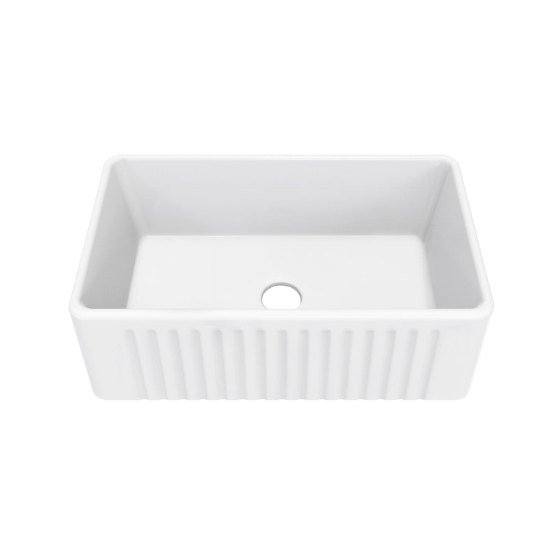 Delice Ceramic Farmhouse Kitchen Sink with Apron, 30-in x 18-in N2I9