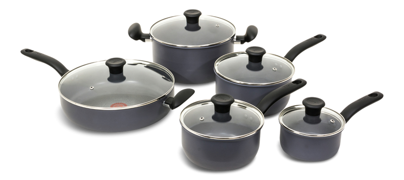 Hard Titanium Cookware Set, Non-stick, Dishwasher & Oven Safe, Grey, 10-pc G4Q1