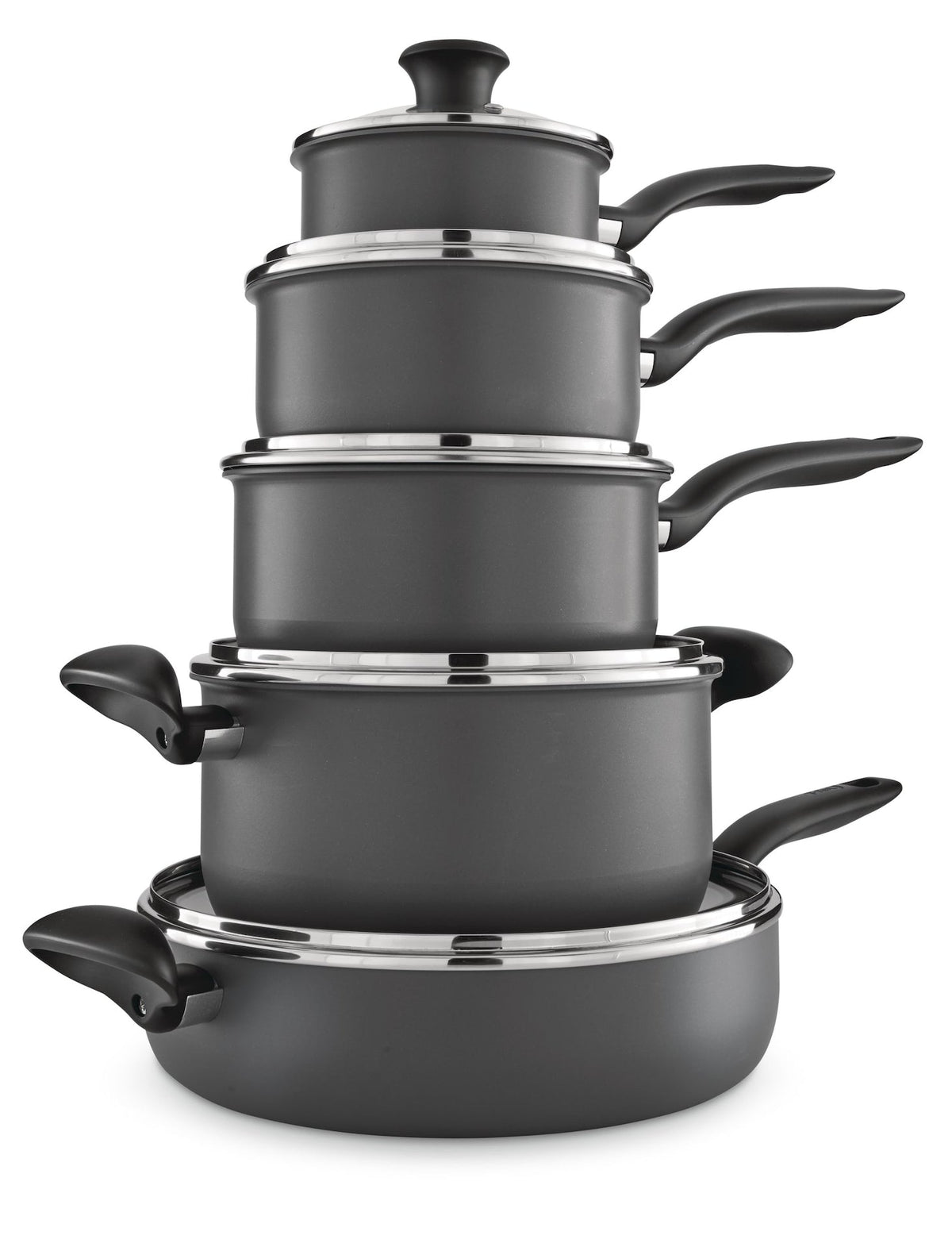 Hard Titanium Cookware Set, Non-stick, Dishwasher & Oven Safe, Grey, 10-pc G4Q1 - product image 2