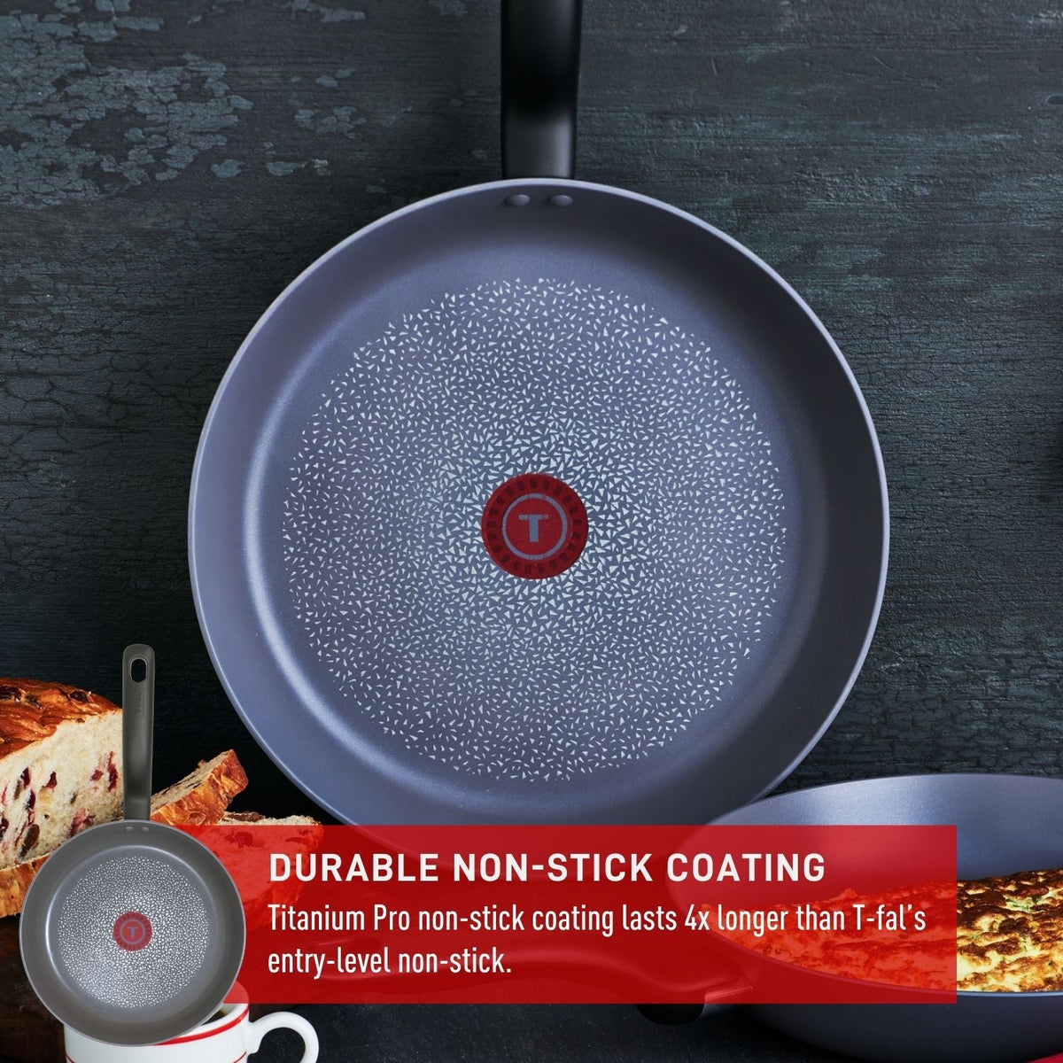 Hard Titanium Cookware Set, Non-stick, Dishwasher & Oven Safe, Grey, 10-pc G4Q1 - product image 7