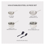 Viva Stainless Steel Cookware Set, Dishwasher & Oven Safe, Pots and Pans Set, 10-pc Z7Z9 - product image 2