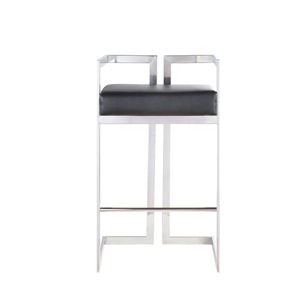 Me Home Black Cushioned Harvey Stool with Silver Frame P1I1 - product image 1