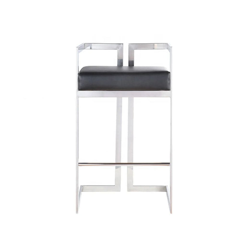 Me Home Black Cushioned Harvey Stool with Silver Frame P1I1