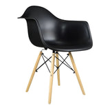 Me Home Black Plastic Bucket Armchair with Wood Legs H3E9 - product image 1