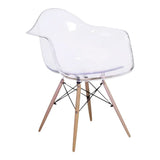 Me Home Clear Plastic Bucket Armchair with Wood Legs D8D3 - product image 1