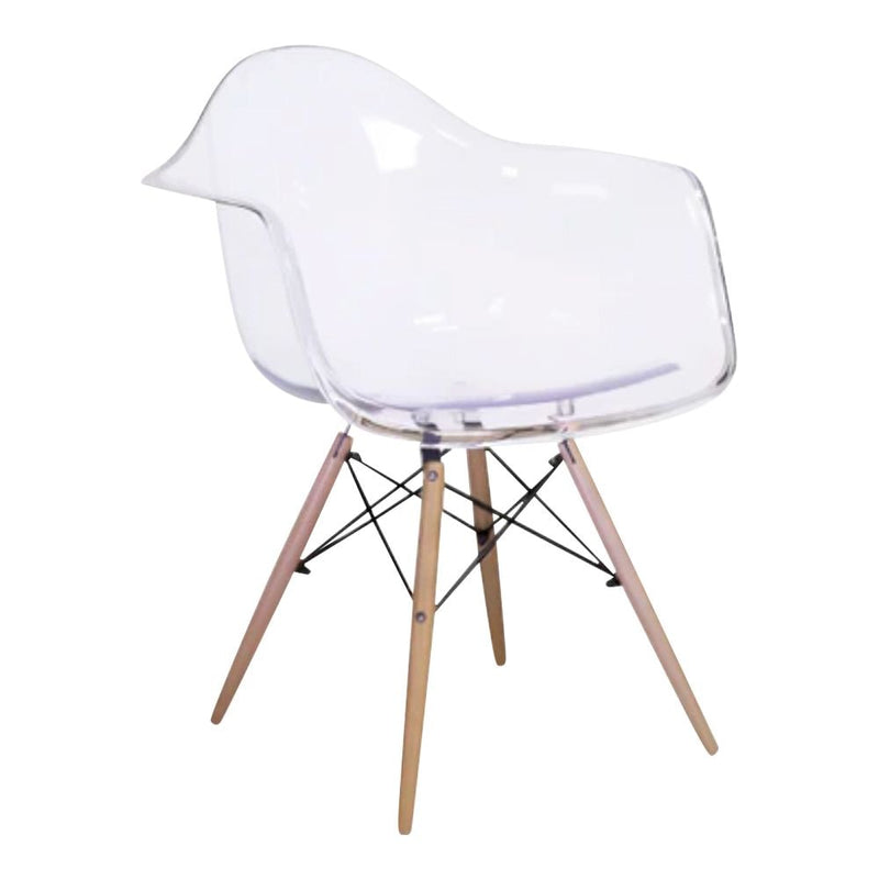 Me Home Clear Plastic Bucket Armchair with Wood Legs D8D3