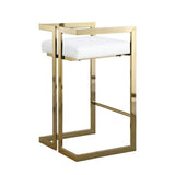 Me Home White Cushioned Harvey Stool with Gold Frame Z3C8 - product image 1