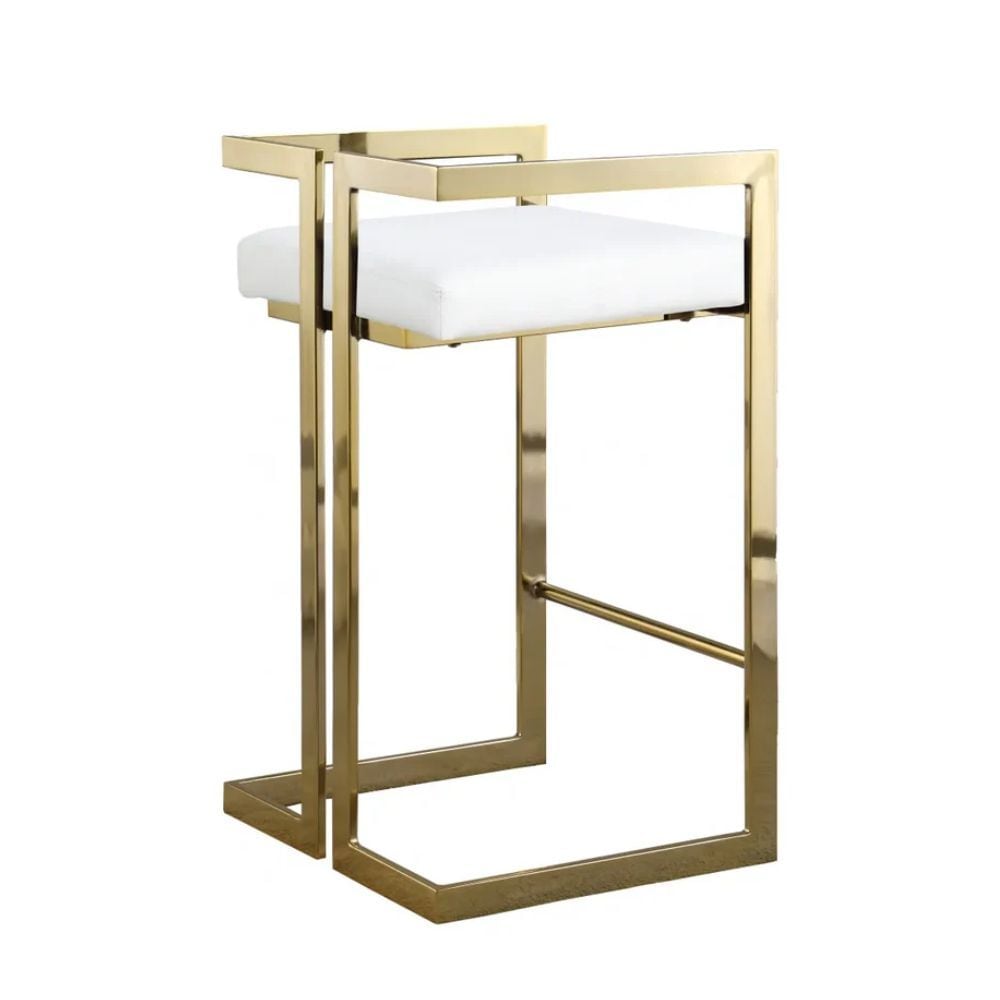 Me Home White Cushioned Harvey Stool with Gold Frame Z3C8 - product image 1