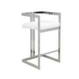 Me Home White Cushioned Harvey Stool with Silver Frame H3K9 - product image 1
