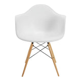 Me Home White Plastic Bucket Armchair with Wood Legs I0T4 - product image 1