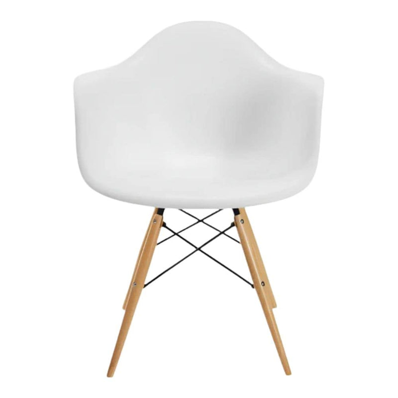Me Home White Plastic Bucket Armchair with Wood Legs I0T4